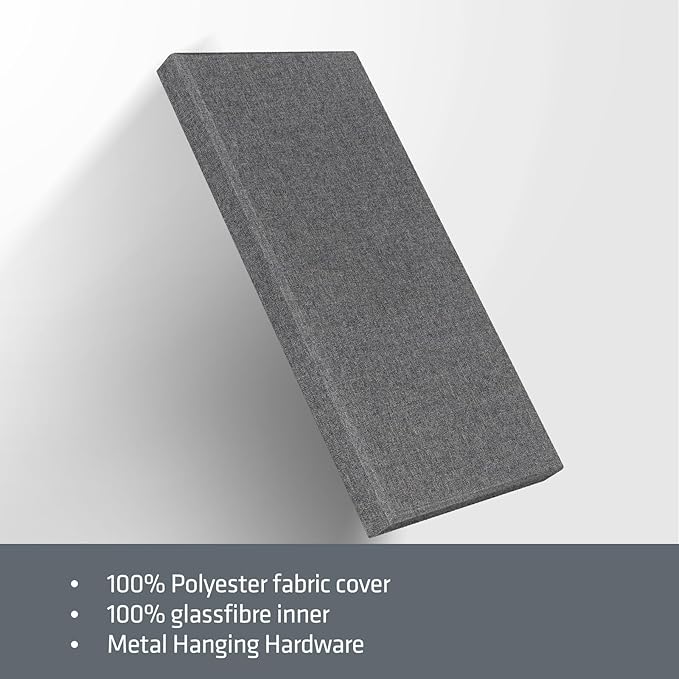 2” Thick Acoustic Panels with Hanging Hardware, Heather Grey - Image 6