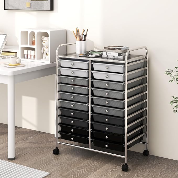 Happygrill 20-Drawer Organizer Cart Tools, Mobile Utility Storage Cart - Image 2