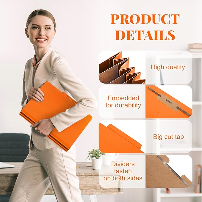 Skyygemm 12 Pcs Classification Folders Letter Size, 3 Divider Pressboard File - Image 3