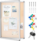 Geetery 26 x 20 Inch Enclosed Fabric Bulletin Board Tamperproof Lockable by Geetery