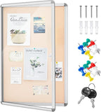 Geetery 26 x 20 Inch Enclosed Fabric Bulletin Board Tamperproof Lockable by Geetery