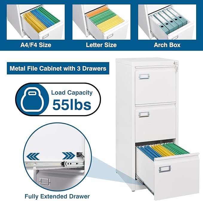 PEUKC 3-Drawer File Cabinet - Image 4