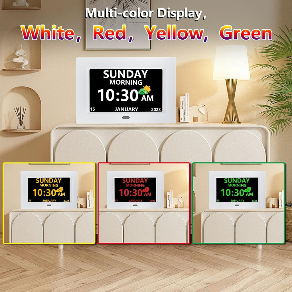 mrchydz 7 inch large display digital clocks alzheimer's showing dimensions