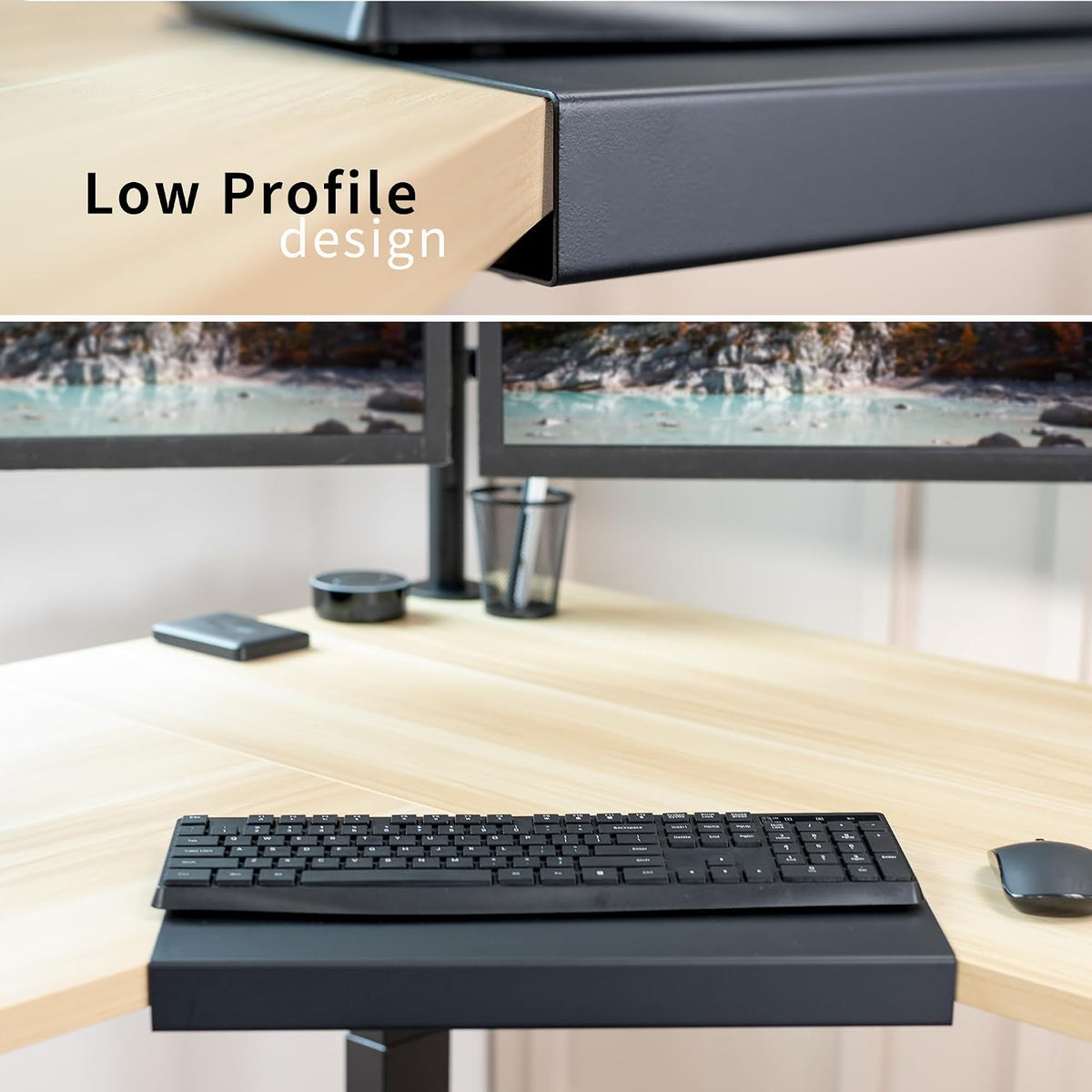 VIVO Black 17 in Corner Desk Connector Platform, DESK-AC07S