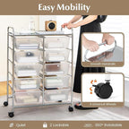 LDAILY 10 Drawer Rolling Cart, Storage Cart Organizer on Wheels, Drawer Cart - Image 4