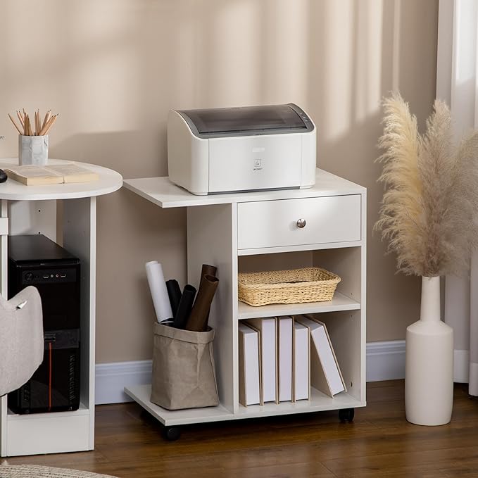Zateety Mobile Printer Stand, Rolling File Cabinet Cart - Image 9