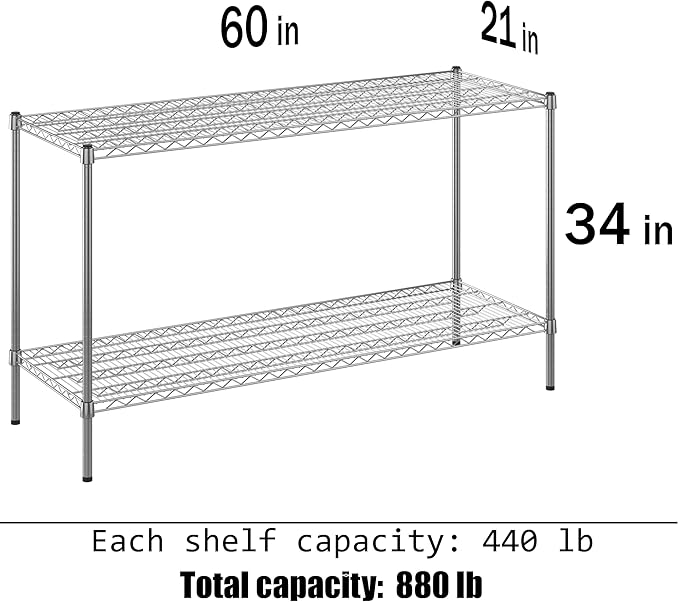 Regal Altair 21" Deep x 60" Wide x 34" Height Wire Shelving Kit | 2-Tier | NSF - Image 3