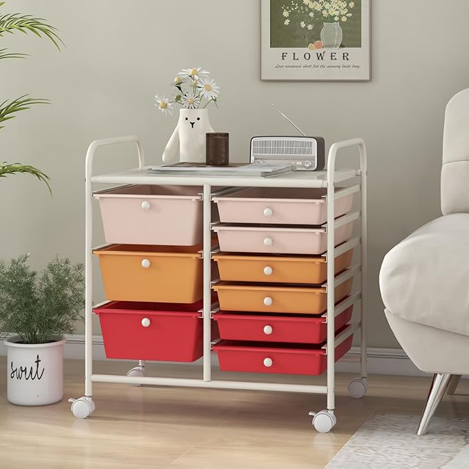 LDAILY 9 Drawer Rolling Storage Cart, Rolling Cart - Image 9