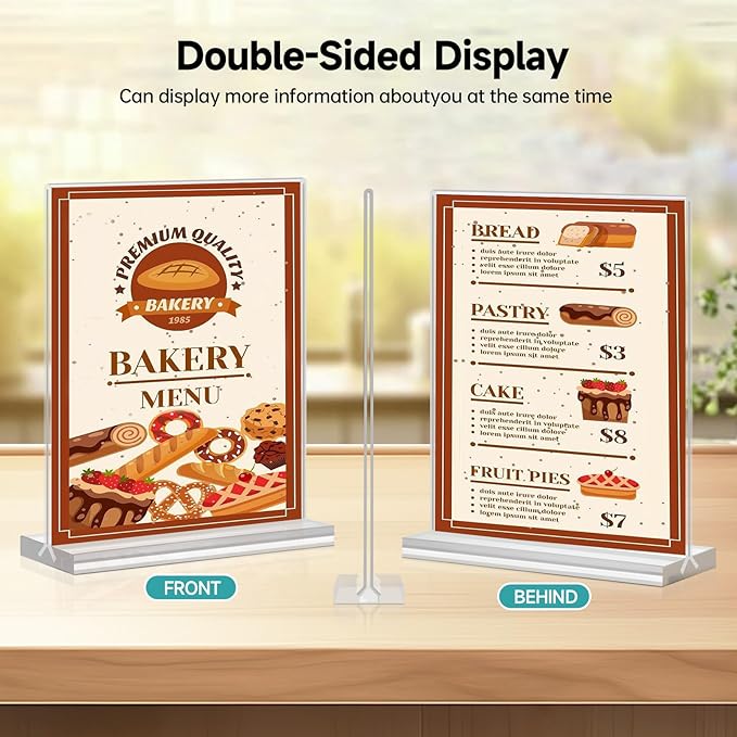Yeahjiae 3 Pack T-Shaped Acrylic Sign Holder 8.5 x 11, Double Sided Clear Stand - Image 4