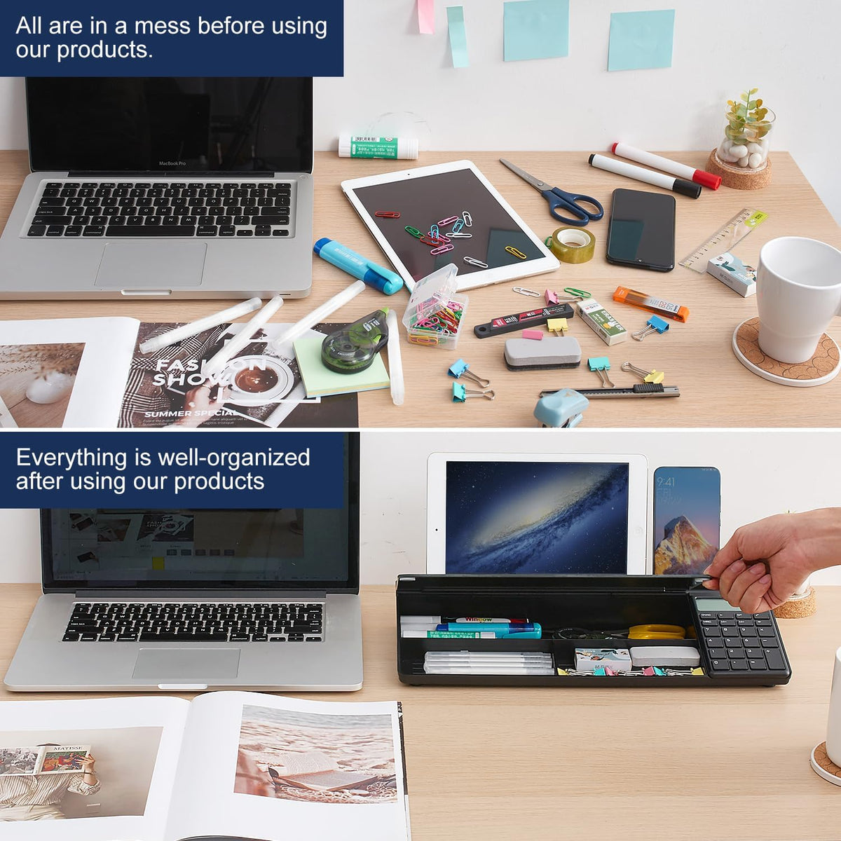 Small Glass Desktop Whiteboard Dry-Erase-Board - Computer Keyboard Stand with...