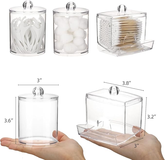 Tbestmax Qtips Dispenser Bathroom Container, 10/12 oz Big Cotton Ball Holder - Image 3