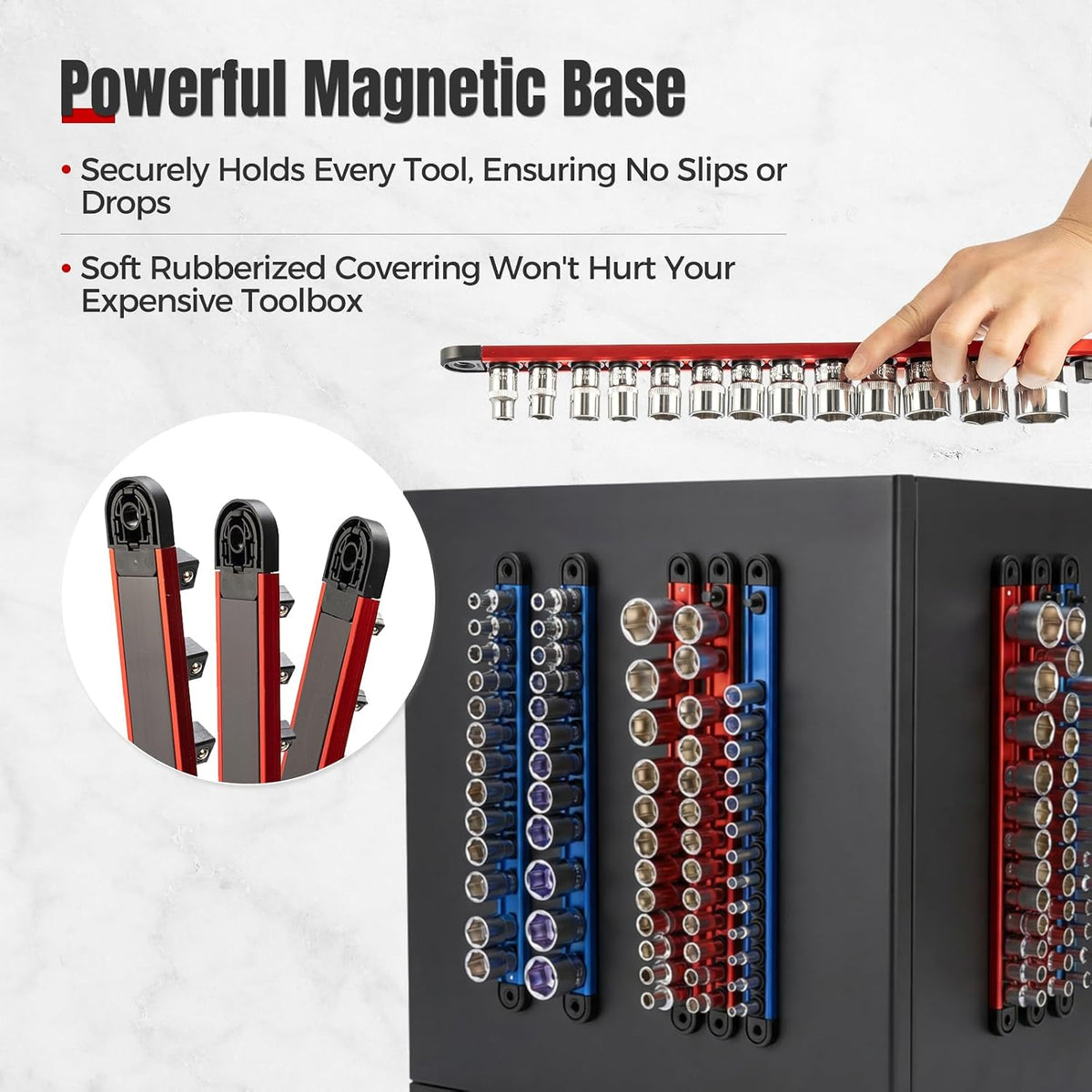 6PC Magnetic Socket Organizer Set, 1/2" 3/8" 1/4" Drive
