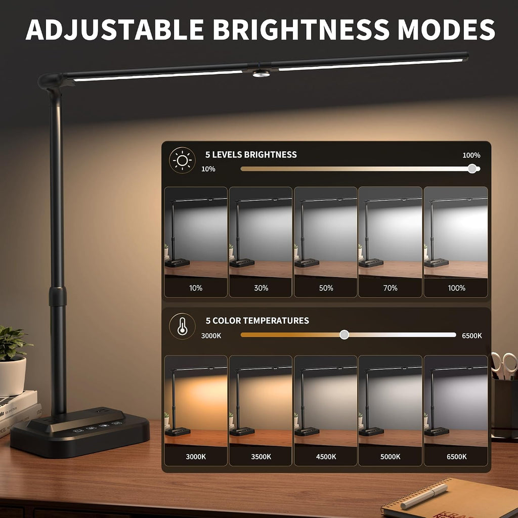 sibrille led desk lamp, ultra wide computer light showing dimensions