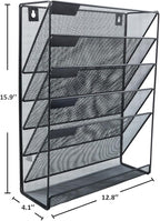 EASEPRES Hanging File Holder Organizer, 6 Tier Mesh Metal Wall Mount Document - Image 3