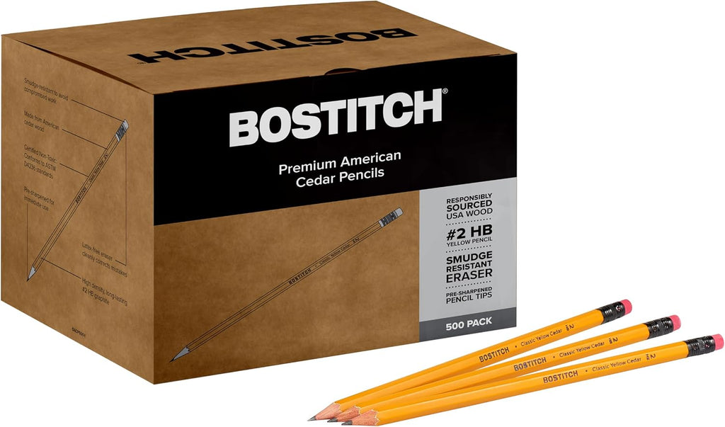 Bostitch Office Premium #2 Pencils, American Cedar Wood, Pre-Sharpened