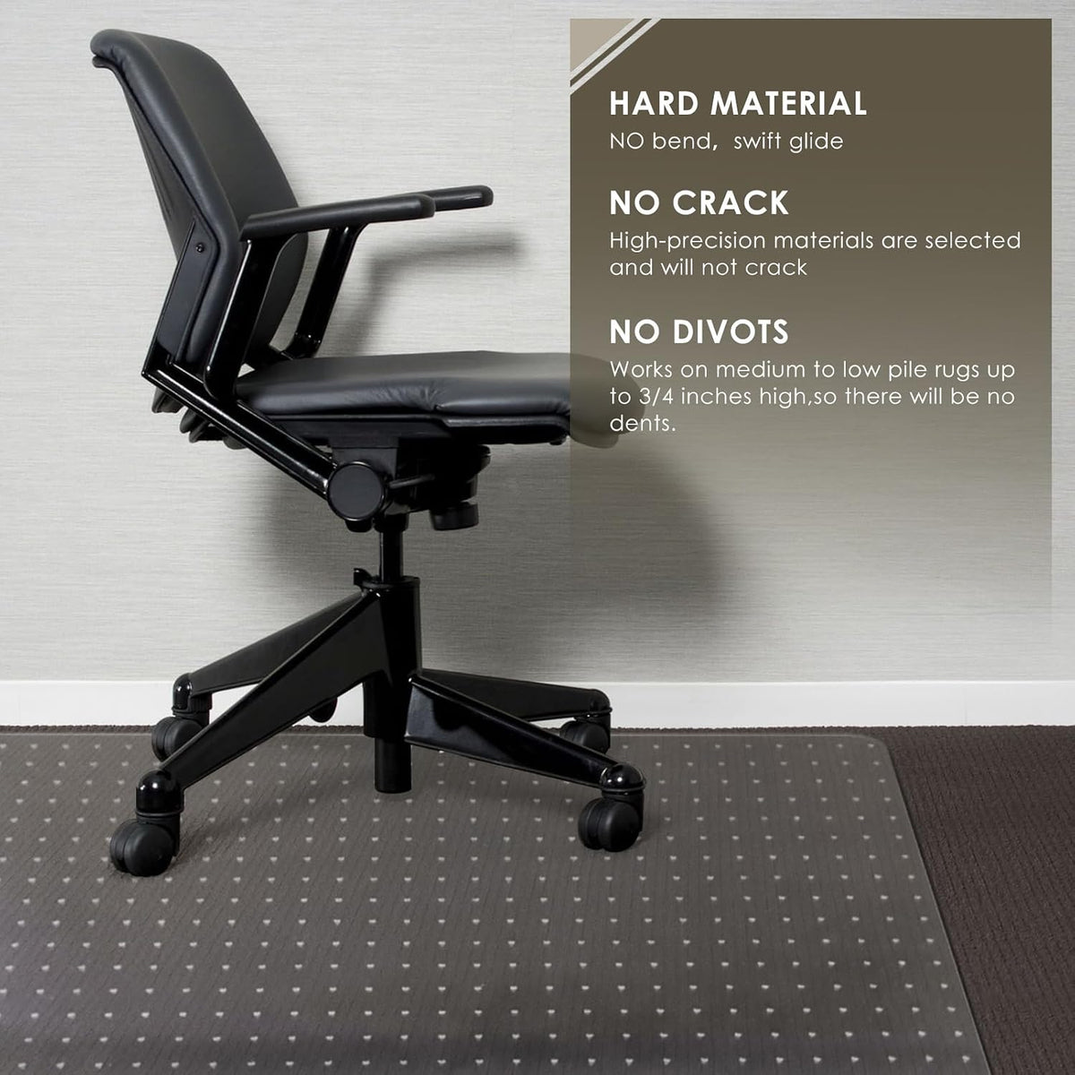 Azadx Heavy Duty Office Chair Mat for Carpet 32" x 48" Hard Material