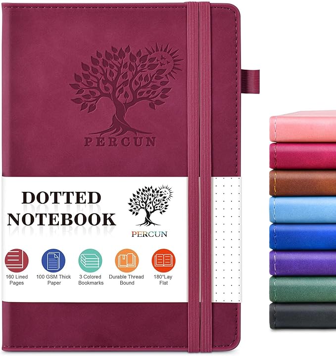 PERCUN Dotted Journal Notebook for Men & Women, 160 Pages Dot Grid notebook for by PERCUN