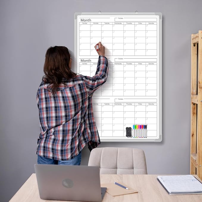 Lincia 36" x 24" Magnetic Vertical 3 Month Dry Erase Calendar - Image 5