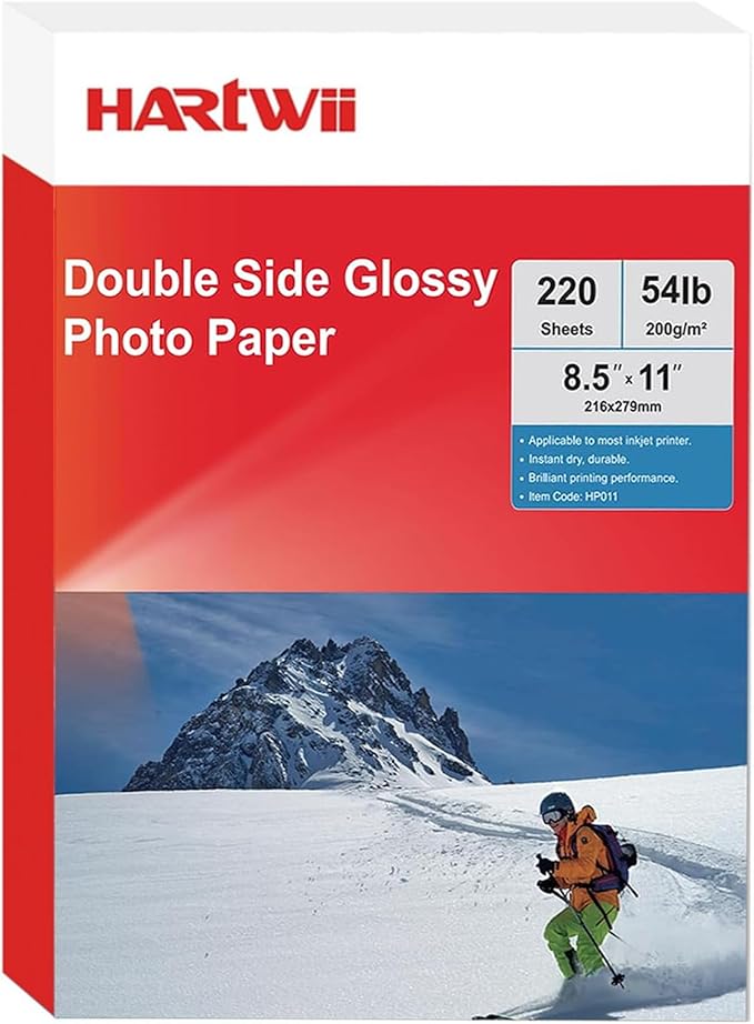 HARtwii 220 Sheets Double Side High Glossy Photo Paper 8.5x11 Inches 54lbs by HARTWII