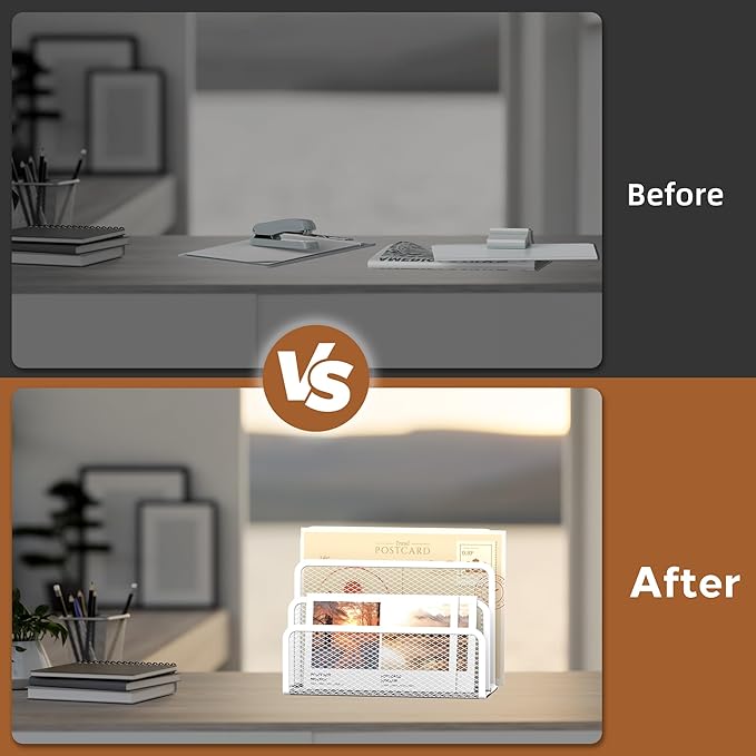 SUPEASY Mail Organizer for Desk, Mesh Metal Mail Holder Countertop - Image 7