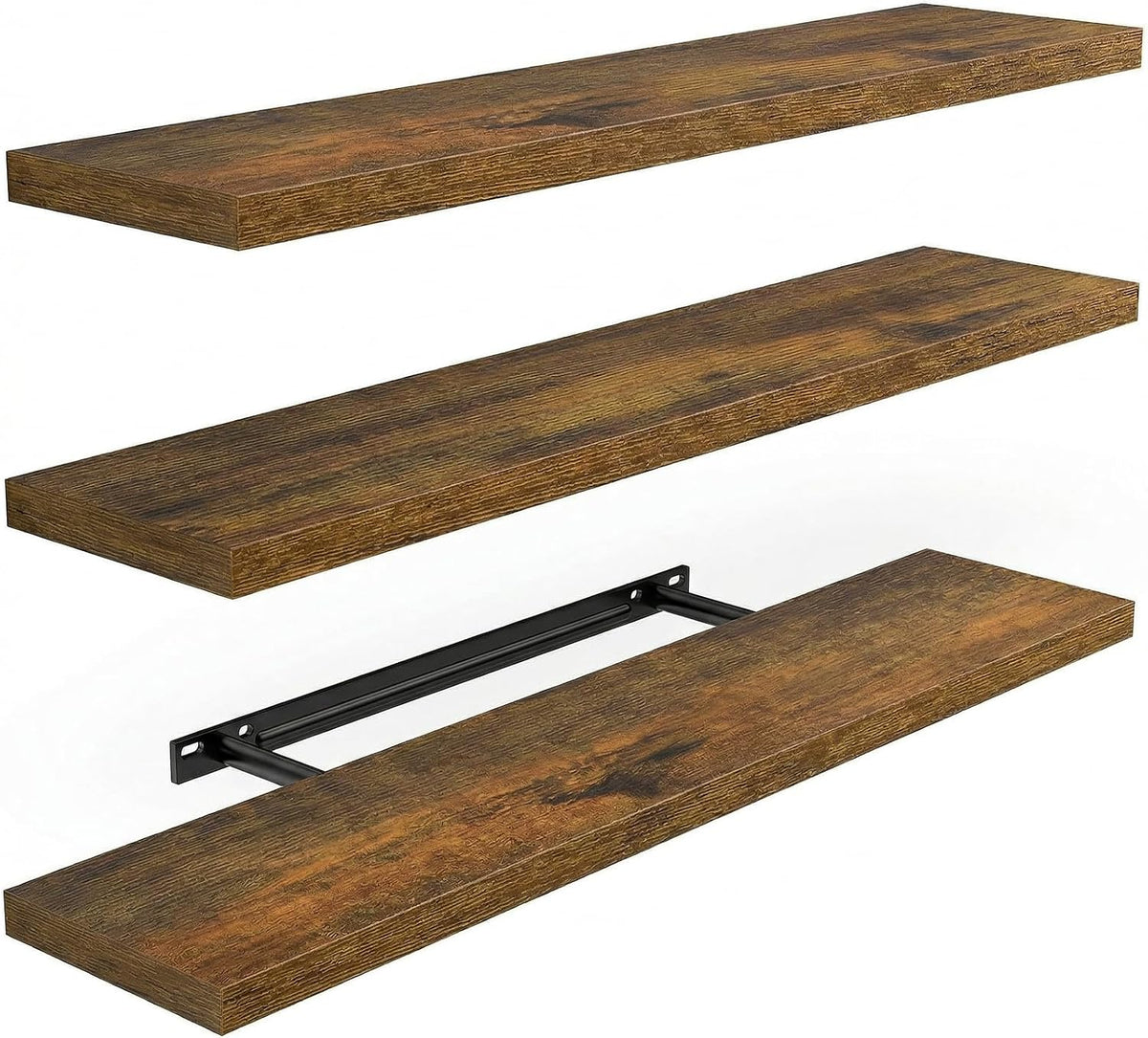 Amada 23.6" Floating Shelves for Wall Decor & Storage, Set of 3, Brown
