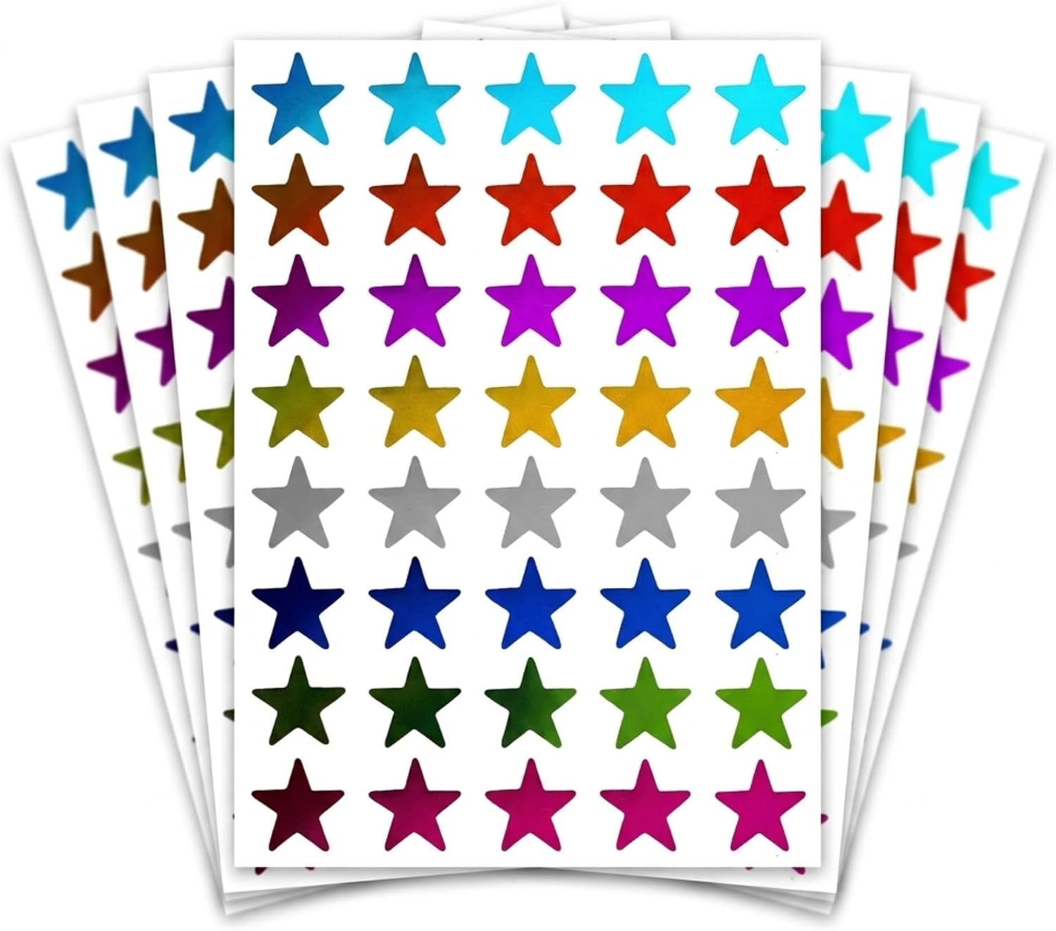 8 Colors, 4000 Pack, Foil Star Metallic Stickers, 0.6" Diameter