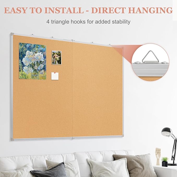 AMUSIGHT Double-Sided Large Cork Board, Vision Board Pin Board Corkboards - Image 5