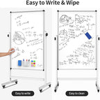 Rolling Whiteboard, Double Sided Magnetic Dry Erase Board Height Adjustable - Image 5