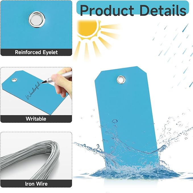 100 Plastic Shipping Tags with Wire - Image 3