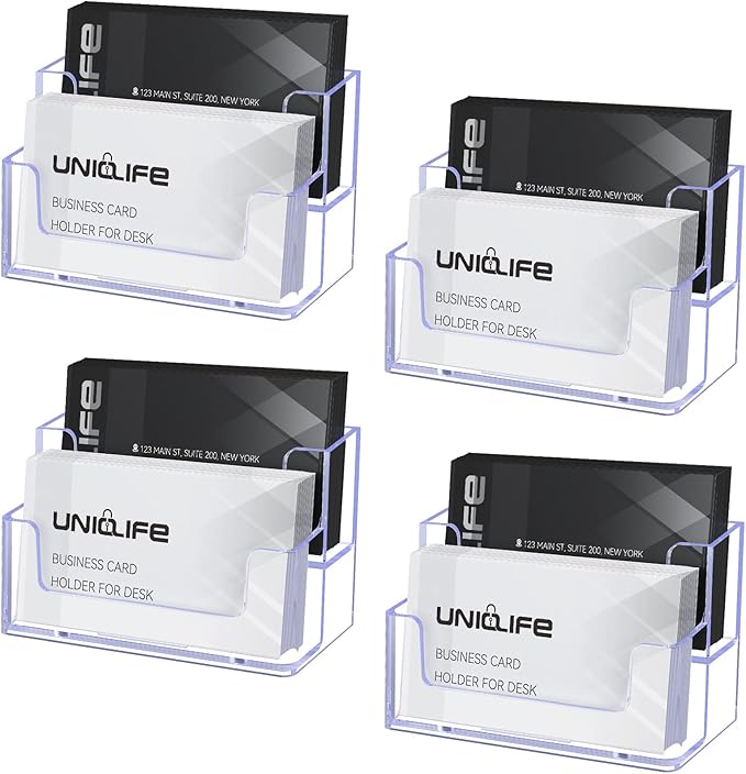 Uniclife 4 Pack Acrylic Business Card Holder by UnicLife