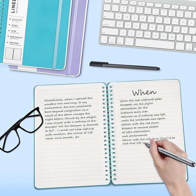 Light Blue Lined Spiral Journal Notebook - Image 3