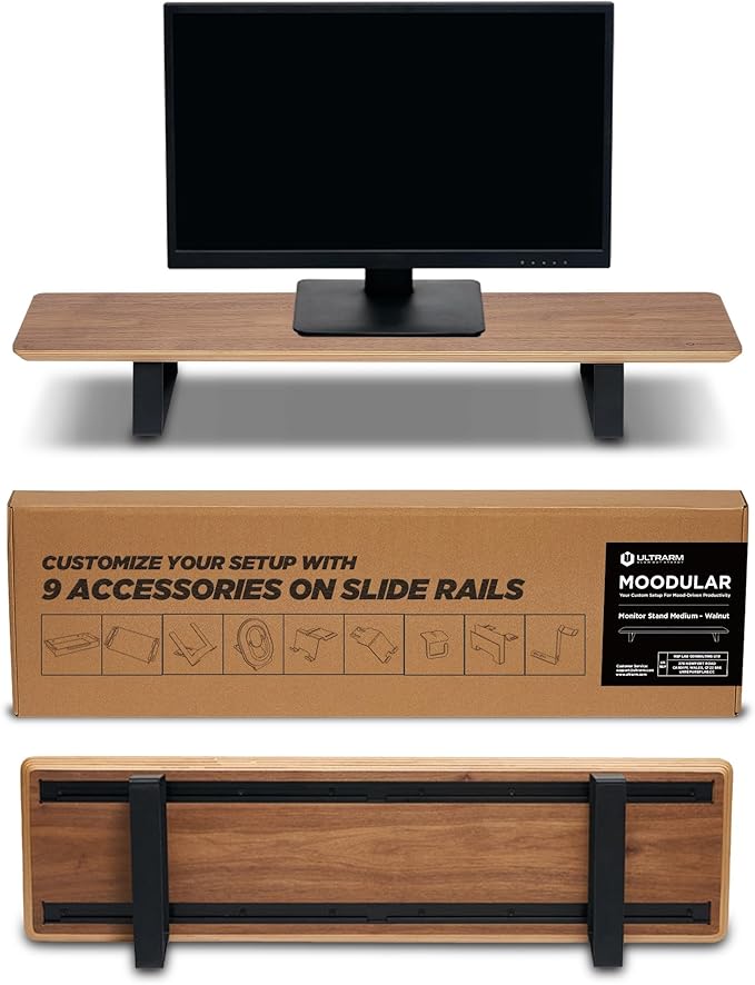 ULTRARM Moodular Wooden Monitor Stand 33.4” Desk Organizer
