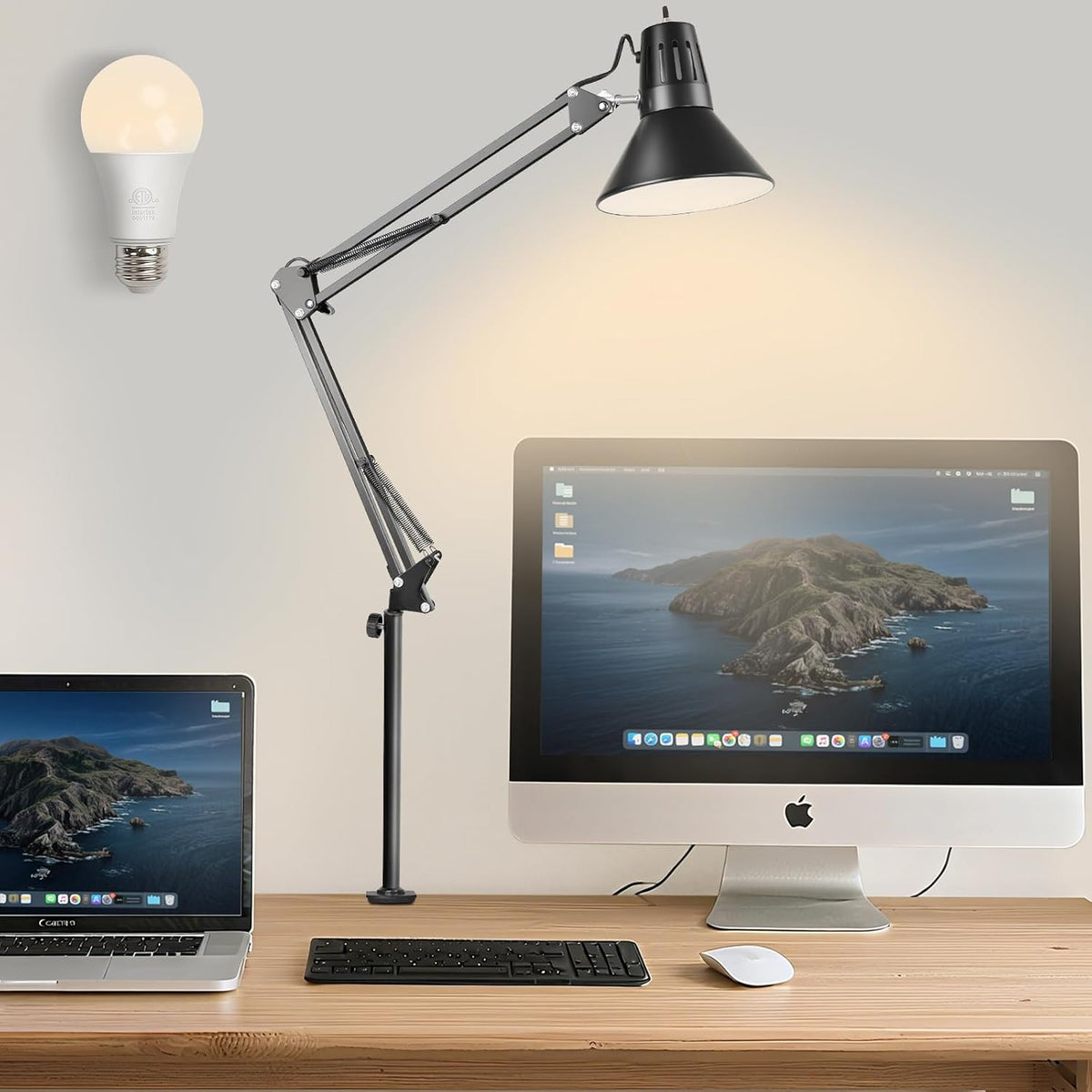 led clamp on desk lamp, 360°adjustable swing arm, main product view