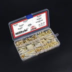 Hilitchi 120-Sets M5 x 5/10 / 15/25 / 35/45 Brass Plated Phillips Chicago Screw Posts Binding Screws Assortment Kit for Scrapbook Photo Albums Binding, Leather Repair - Gold