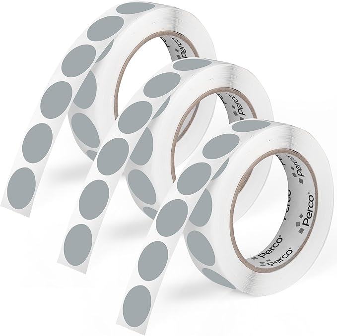 Perco Grey 1-Inch Round Circle Dot Sticker Labels by Perco