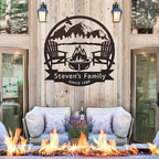 RealSteel Personalized Mountain Campfire Monogram Metal Sign – Custom Family - Image 5