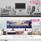 Qupui Dual Monitor Stand Riser, Large Computer Monitor Stand - Image 4