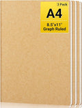 EUSOAR Graph Journal, 3 Packs Large A4 8.5" x 11" 40 Sheets/ 80 Pages, 100gsm by EUSOAR