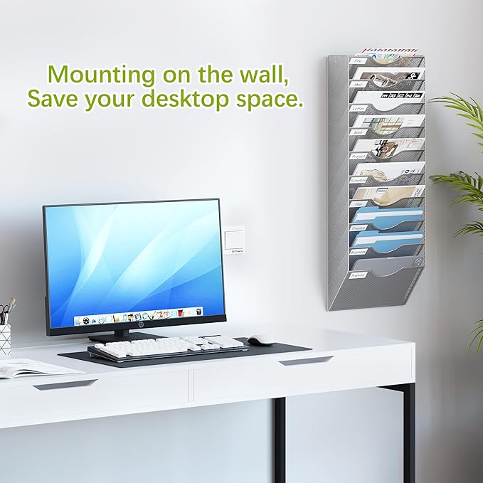 EasyPAG 10 Pocket Mesh Wall File Organizer, Hanging Paper Folder Holder - Image 2