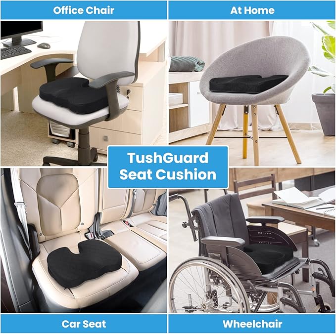 TushGuard Office/ Car Seat Cushion, Non-Slip Sciatica & Back Coccyx Tailbone - Image 5