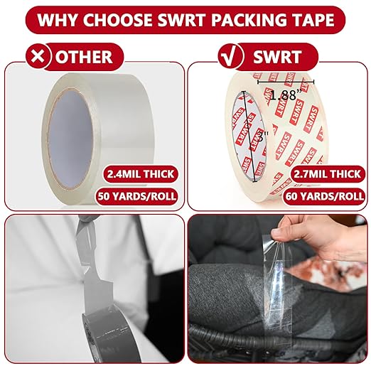 SWRT 2.7Mil Thick Ultra Clear Packing Tape, 24 Rolls Heavy Duty Packaging Tape - Image 2