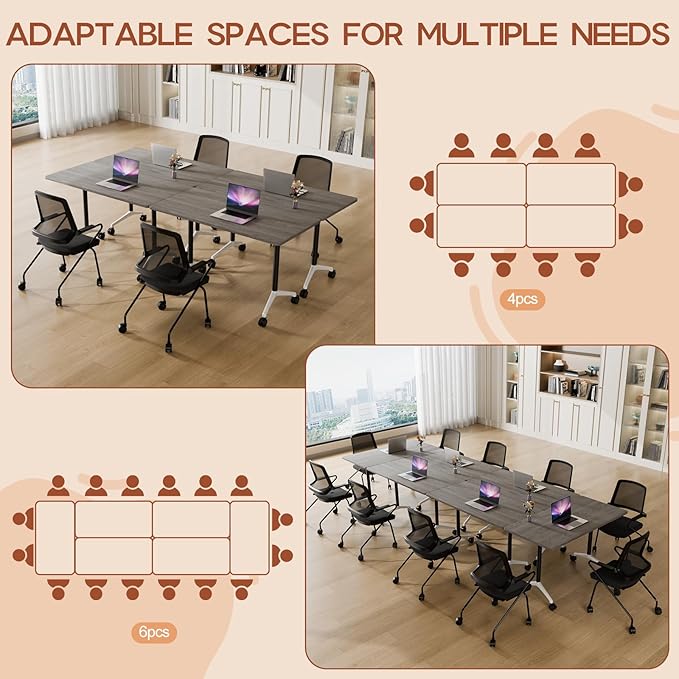 Folding Conference Table 4ft 5ft, Foldable Office Meeting Desk - Image 6