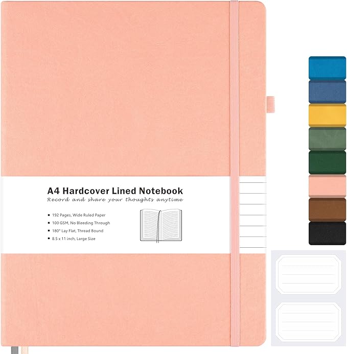 Lined Journal Notebook, 8.5" x 11" Hardcover Leather Notebook by MALEDEN