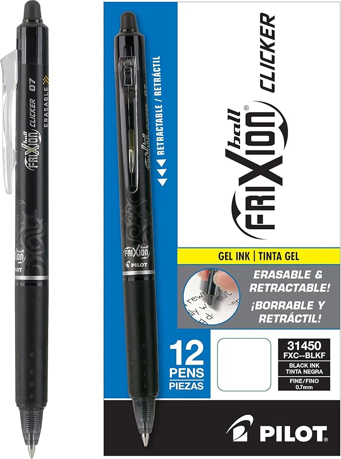 Pilot, FriXion Clicker Erasable Gel Pens, Fine Point 0.7 mm by PilotCorporationofAmerica