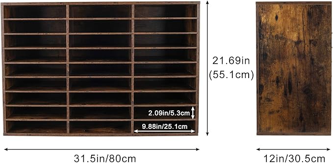 TQVAI Wood Literature Organizer, 27 Slots Hold 13500 Sheets A4 Papers, Wooden - Image 3