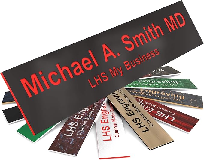 Engraved Name Plates for Door Sign Personalized Black Plastic Plaque by LHS+My+Business