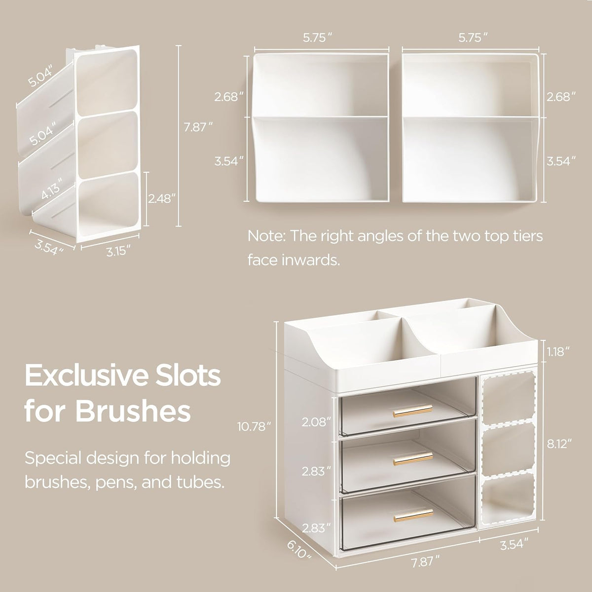 HBlife Makeup Organizer Countertop with Brush Holder, Large Bathroom Counter ...