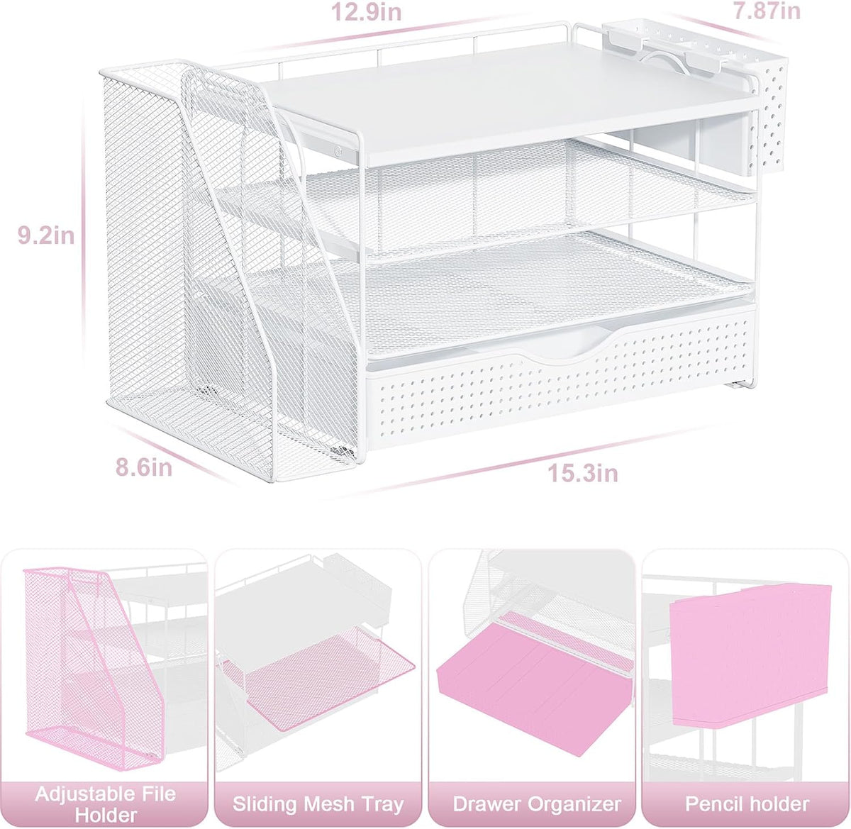 Wood Desk Organizers and Accessories with File Holder & Catalog Racks