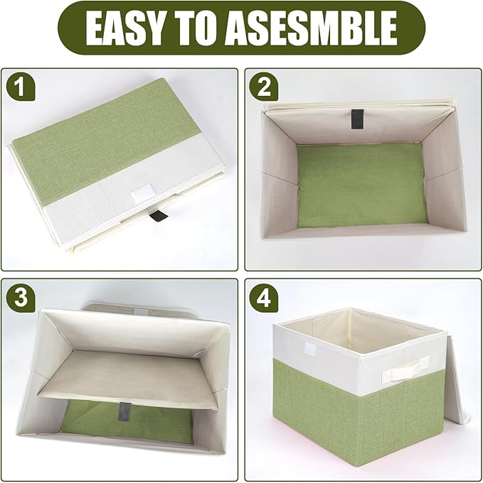 Bagnizer Large 22 Quart Linen Fabric Foldable Storage Bin Cube Organizer Basket - Image 3