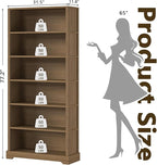 TVU 6-Tier Wooden Bookshelf, 77.2" Tall Farmhouse Style Open Bookcase, 31.5" W - Image 3